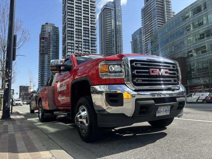 Car being towed in Vancouver for illegal parking